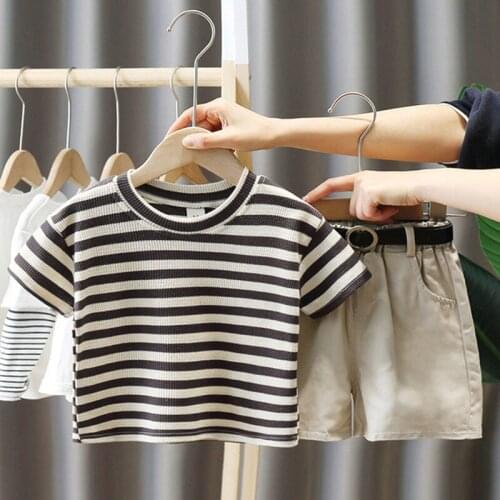 0-5Y Boys Girls Clothing Sets Summer Striped T-shirts+Shorts 2pcs/set Kids Clothes Casual Clothes Sets for Children 0-5Y