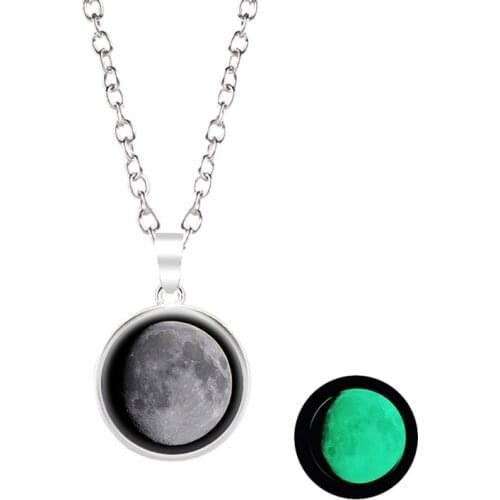 Women Pendant Necklace Luminous Moon Decorative Charm Necklace Jewelry Necklace