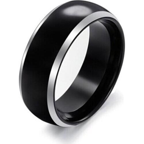 Brazilian Body Jewelry Contrast Black Steel 8mm Tungsten Ring for Men Wholesale