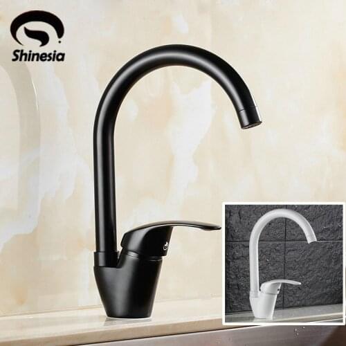 Black and White Color Bathroom Sink Faucet Single Handle Mixer Tap Hot & Cold Water Mixer