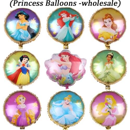 18inch Round Cinderella Snow White Elsa Princess Foil Balloons Baby Birthday Party Decorations Kids Helium Balls Toys Wholesale