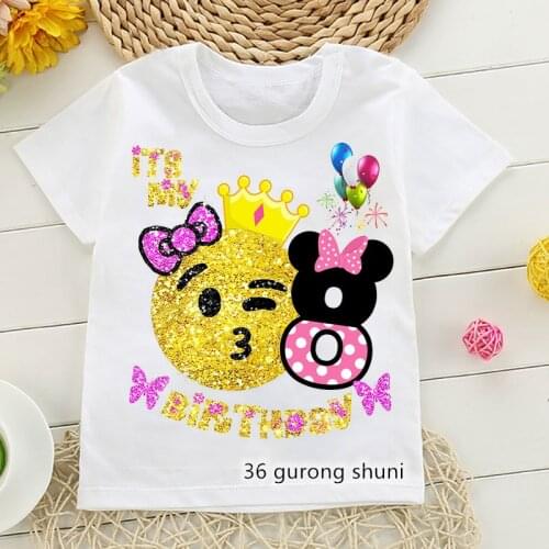 ItS My Birthday Gift Crown Print T Shirt Boys&Girls Number Toddler 7 8 9 Year T-Shirt Kawaii Cute Kid Clothes Tops T Shirts
