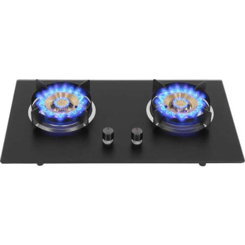 2 Burners Gas Stove Embedded Frosted Tempered Glass Liquefied Gas Stove Cooker Energy Saving Kitchen Cooking Appliance