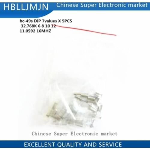 Hc-49s DIP Crystal Oscillator electronic Kit resonator ceramic quartz resonator 7values X 5PCS 32.768K 6 8 10 12 11.0592 16MHZ