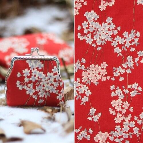 2colors Japanese cherry blossoms printed cotton fabric for dress kimono bag table cloth DIY patchwork tissu tissus christmas