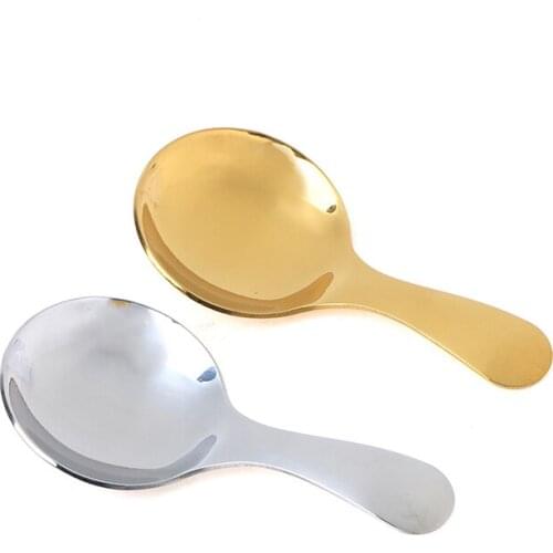 1Pc Cute Stainless Steel Spoon Short Handle Gold Tea Coffee Spoon Small Kids Spoon Kitchen Condiment Sugar Salt Spice Scoop