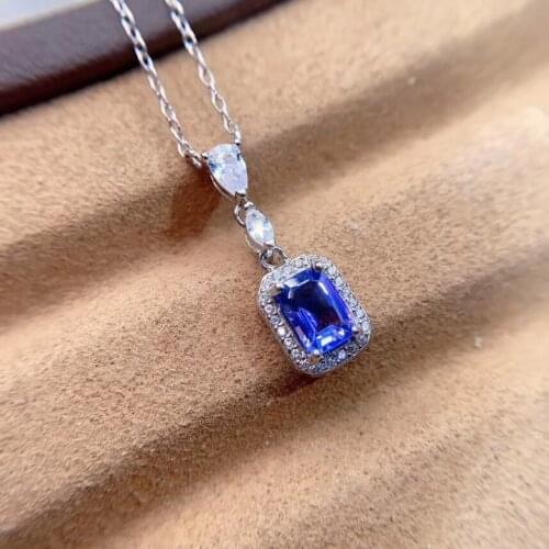 Classical Natural and Real Tanzanite necklace pendant 925 sterling silver high quality,pure stone