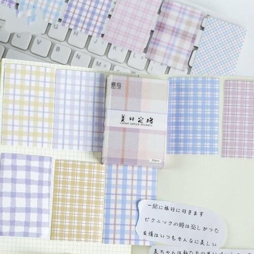 Mengtai 30pcs Color Simple lattice Decorative BOX Stickers Scrapbooking diy Label Diary Stationery Album Journal Planner