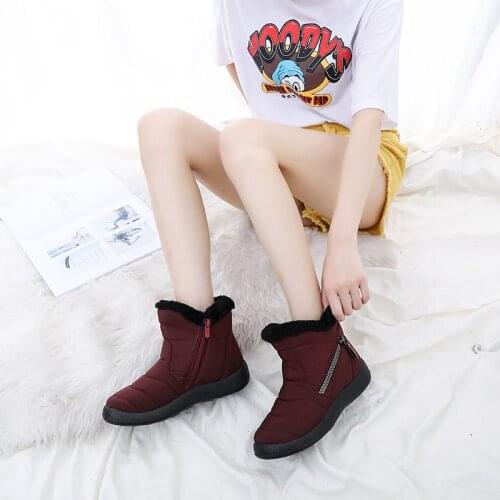 Fashion Winter Ladies Snow Boots 2020 New Casual Zipper Plush Warm Flat Rubber All Match Ladies Snow Boots