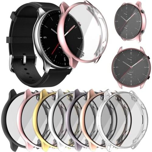 TPU Soft Full Screen Glass Protector Case Shell Edge Frame For Amazfit GTR 2/2e GTR2/e Smartwatch GTR2e Protective Bumper Cover