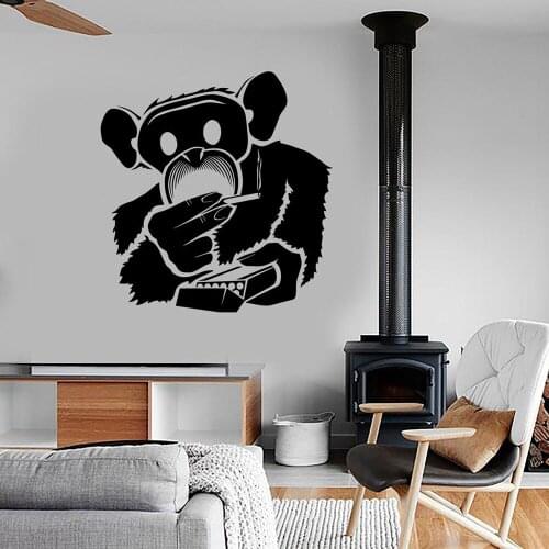 Monkey Wall Sticker Vinyl Funny Monkey Smoking Weed Wall Decal for Home Interior Wall Decor Design Removable Art Mural C414