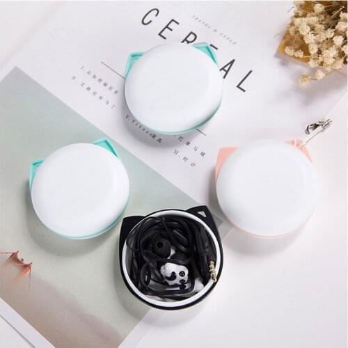 Cute Cat Claw Wired Headset Earphone Bass In-ear Earphones with Storage Case for 3.5MM Phone Port