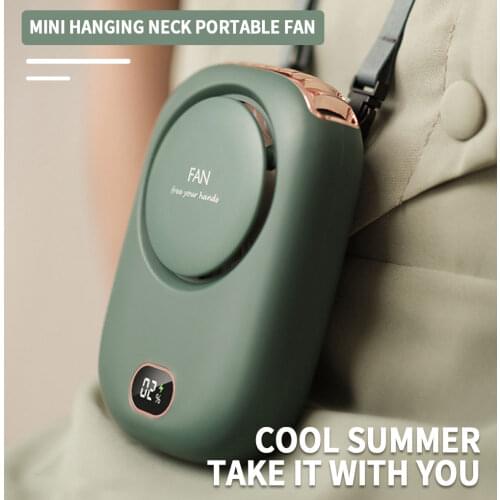 Summer Neck-mounted Fan Cooling Fan USB Rechargeable Adjustable Neck Hanging Fan Bladeless Portable Air Cooler with Lanyard