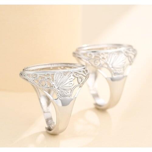 24.5*12.5mm 925 STERLING SILVER Semi Mount Bases Blanks base blank Pad ring Setting jewelry findings (without stone) A5417