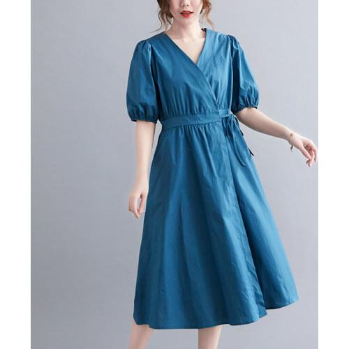 Short sleeve plus size cotton dresses for women casual loose woman summer beach wrap dress elegant clothes 2021 sundress