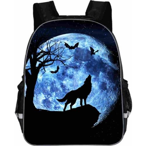 Wolf Backpack Anime Moon Dog For Teenagers Boys Girls Toddler Animal Kid School Book Bags Men Women Mochila Bolsa