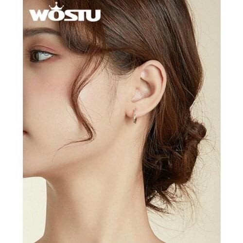 WOSTU 2020 Arrival Circle Small Simple Stud Earrings 100% 925 Sterling Silver Circle Earrings For Women Fine Jewelry Gift DXE988