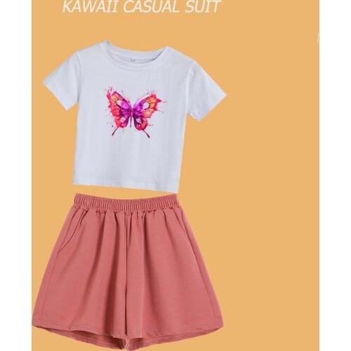 Womens Sleepwear Arthoe Aesthetic Print Short Set Pajamas for Summer Korean Cotton Pajama Set Sweet Short Sleeve Koszula Nocna