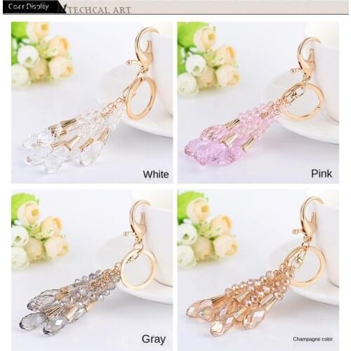 High Quality Crystal Tassel Pendant Keychain Crystal Beaded Ladies Bag Key Ring Car Key Pendant Gift