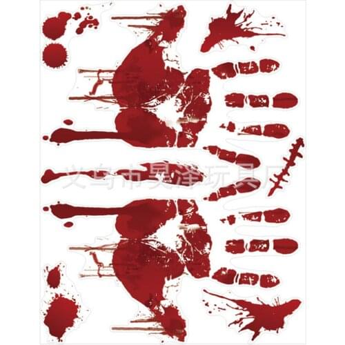 1pc Horror Halloween wall sticker Props Bloody Zombie Hand Stickers Scary Theme Full of Blood Handprints For Car Home decoration