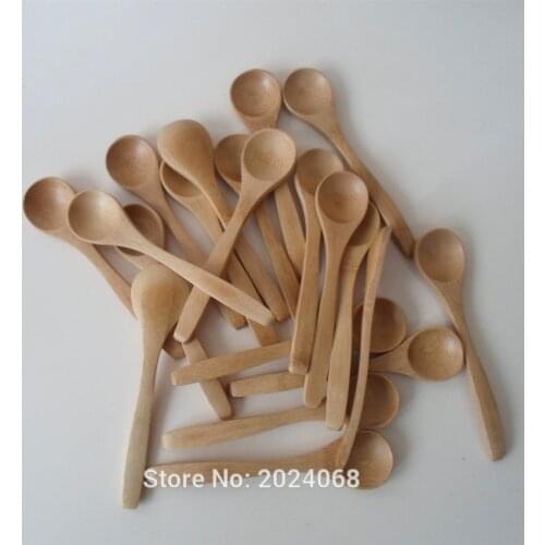 10Pcs/Set 5.1inch Wooden Spoon Ecofriendly Tableware Bamboo Scoop Coffee Honey Tea Spoon Stirrer CFE