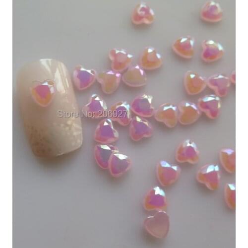 100pcs Cute 6mm Nail Art Pink AB Heart Resin Rhinestone Nail Art Decoration