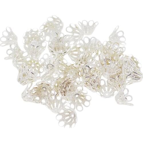 100pcs Metal Flower Bead Caps 12x7mm DIY Necklace Earrings Tassel