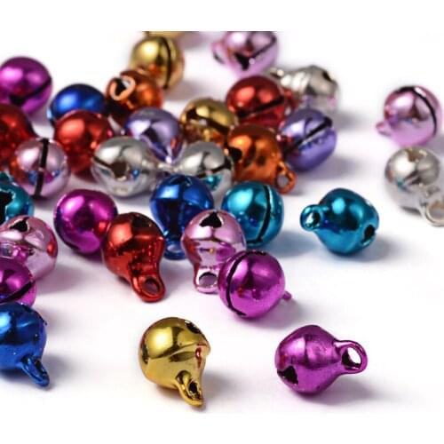 1000pcs 6x8mm Mixed Color Brass Bell Charms Round Ball Small Loose Bead Jingle Bells Fit Christmas Day Xmas Tree Home Decoration