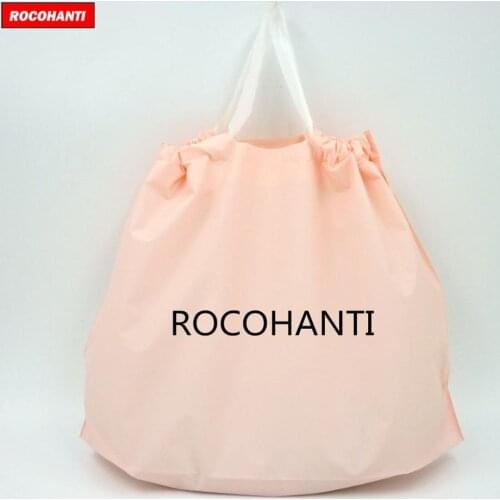 100X Custom Recycle Reusable Biodegradable Plastic Grocery Carry Shopping Gift Bags Baby Pink Color Drawstring Bag With Logo