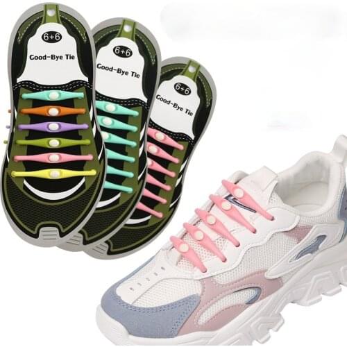 12pcs Lazy Silicone Shoelaces Fashion Unisex Round Elastic Shoe Laces Special No Tie shoelaces Rubber For Sneakers Fit Strap