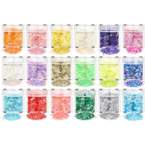 18/24 Color Glitter Powder Sequins Luminous Holographic Chunky Glitter Sequins