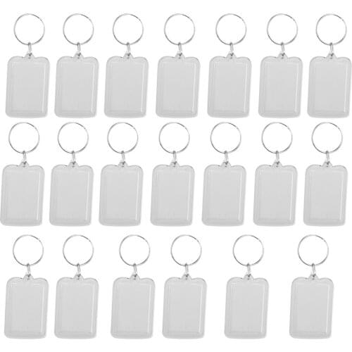 20 X Oblong Blank Clear Acrylic Keyring Make Your Own Photo Keychain