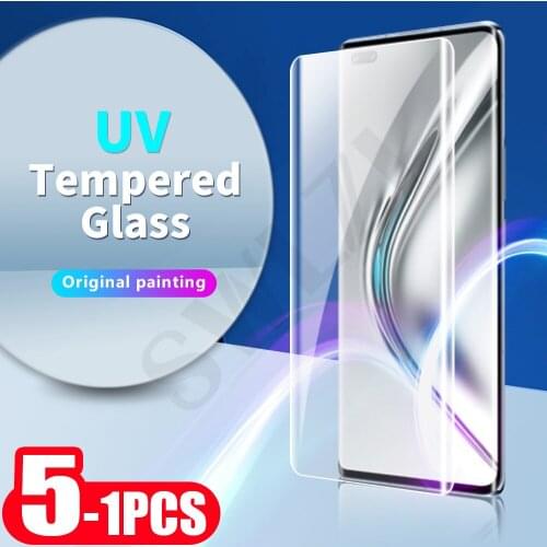 4-1Pcs UV Full glue film for Huawei nova 7 8 P30 P40 pro plus mate 20 30 30E 40 RS 40E phone screen protector tempered glass