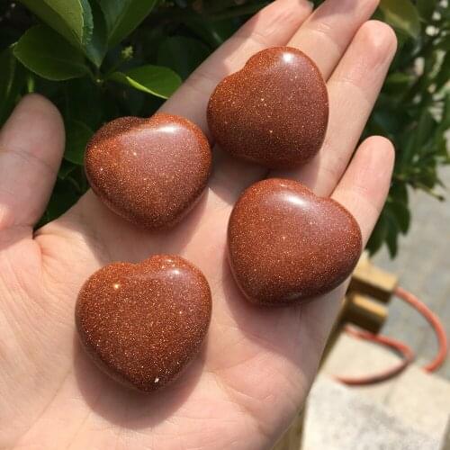 4pcs Natural crystal gold sand heart energy healing