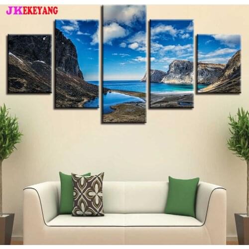 5pcs 5D Diy Diamond embroidery"Beautiful sea white clouds"Cross Stitch full square diamond painting,puzzle Y4567