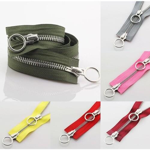 70/90cm Double Circle Sliders Metal Open Tail Auto Lock Zipper For Long Down Jacket Coat DIY Sewing Handcraft Accessories