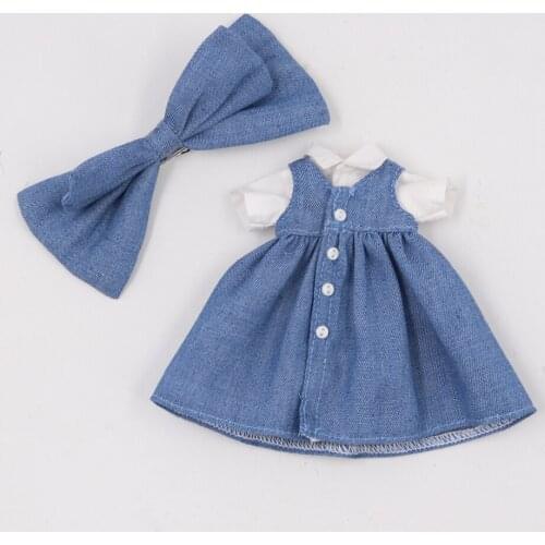 DBS 1/6 BJD blyth Dolls Accessories Well-behaved girly dress with bow hairpin
