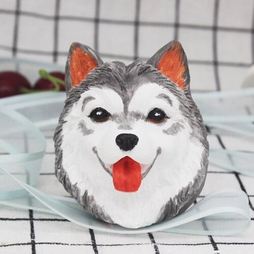 Alaskan Dog Breeze Aromatic Gypsum Cake Decorative Model Chocolate Model Silicone Mold P1040