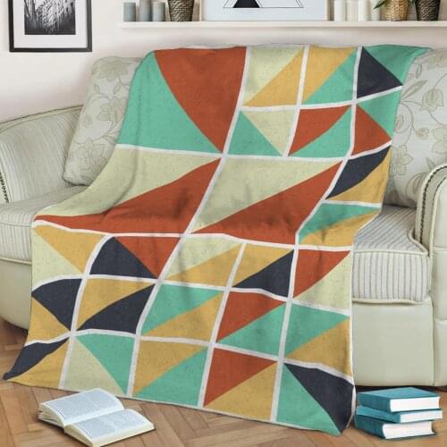 Abstract Geometric Pattern 3D Printed Velvet Plush Throw Fleece Blanket Bedspread Sherpa Blanket Home Decora