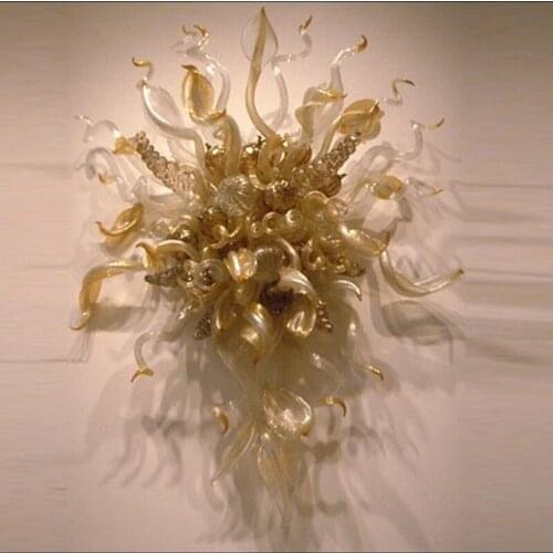 Free Shipping LED light Europe Style Art Glass Lamps Amber & Gold Hand Blown Glass Wall light