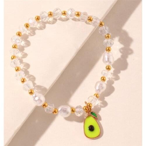 Crystal Beads Bracelets for Women Girls Cute Summer Fruit Avocado Bracelets Y2K Jewelry Best Friend Lovers Valentines Day Gift