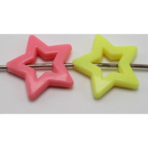 30 Mixed Pastel Color Acrylic Hollow Star Beads 27mm Jewelry Making
