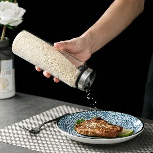 500ML high borosilicate glass seasoning bottle seasoning pot sprinkler bottle kitchen barbecue spice pot seasoning salt shaker