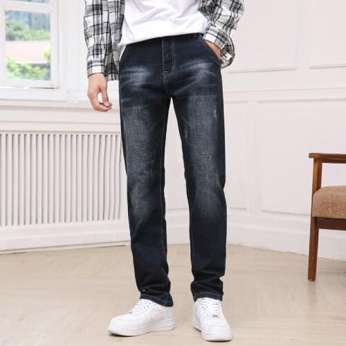 Classic Style Mens Business Jeans New Fashion Small Straight Stretch Denim Trousers Male Brand Loose Fit Jeans