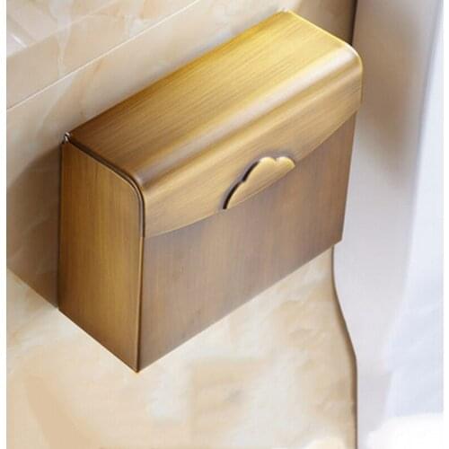European Brass Antique Brushed Tissue Box Bathroom Toilet Waterproof Ttissue Box Paper Holder