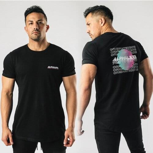New Men Gym Cotton Skinny T-shirt Fitness Workout Short sleeve Male Bodybuilding Sport Tee shirt Tops Summer Casual Clothing