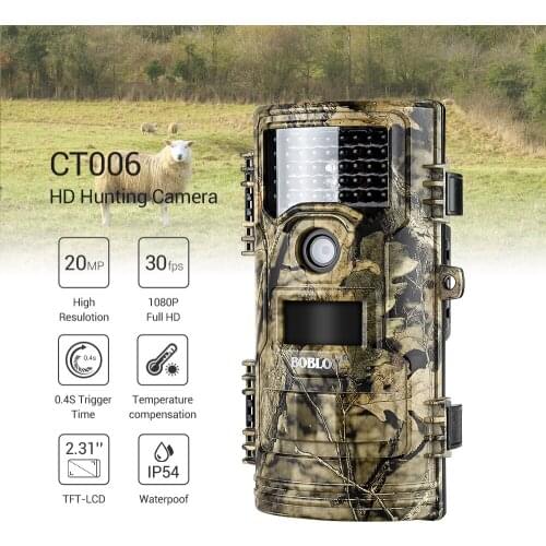 BOBLOV CT006 Trail Camera 20MP 1080p 30fps Scouting Night Vision Trail Hunting Camera CamWildcamera Wild Surveillance Wildlife