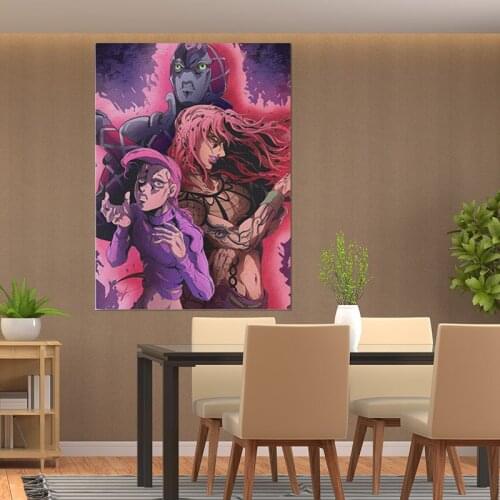 Diavolo JoJos Bizarre King Crimson Framed Wooden Frame Canvas poster Painting wall Art decor room Study Decoration Prints