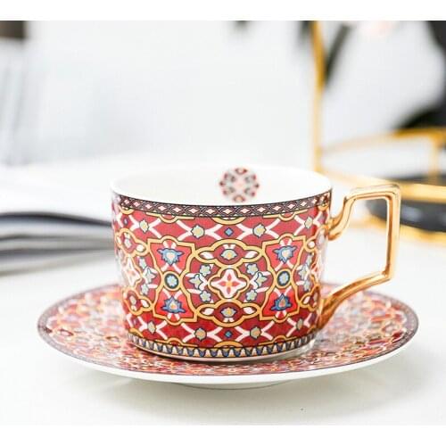 Ceramics Coffee Set Cups & Saucers With Handle Water Milk Tea Mugs Drinking Utensils Bone China Wedding Gifts Eco-Friendly 250ML