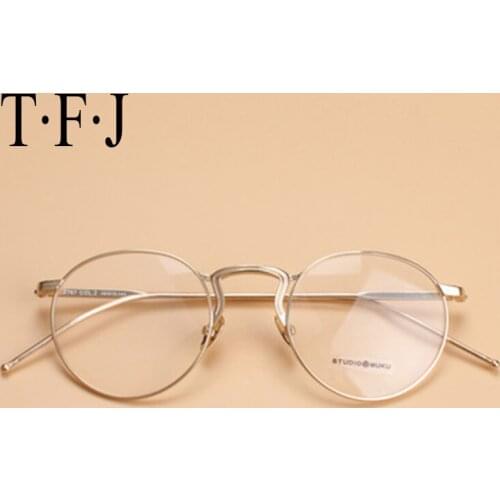 Alloy Round Computer Glasses Frame For Women Men Eyeglasses Holder Transparent Clear Lens Glasses Myopia Gold Frame Vintage